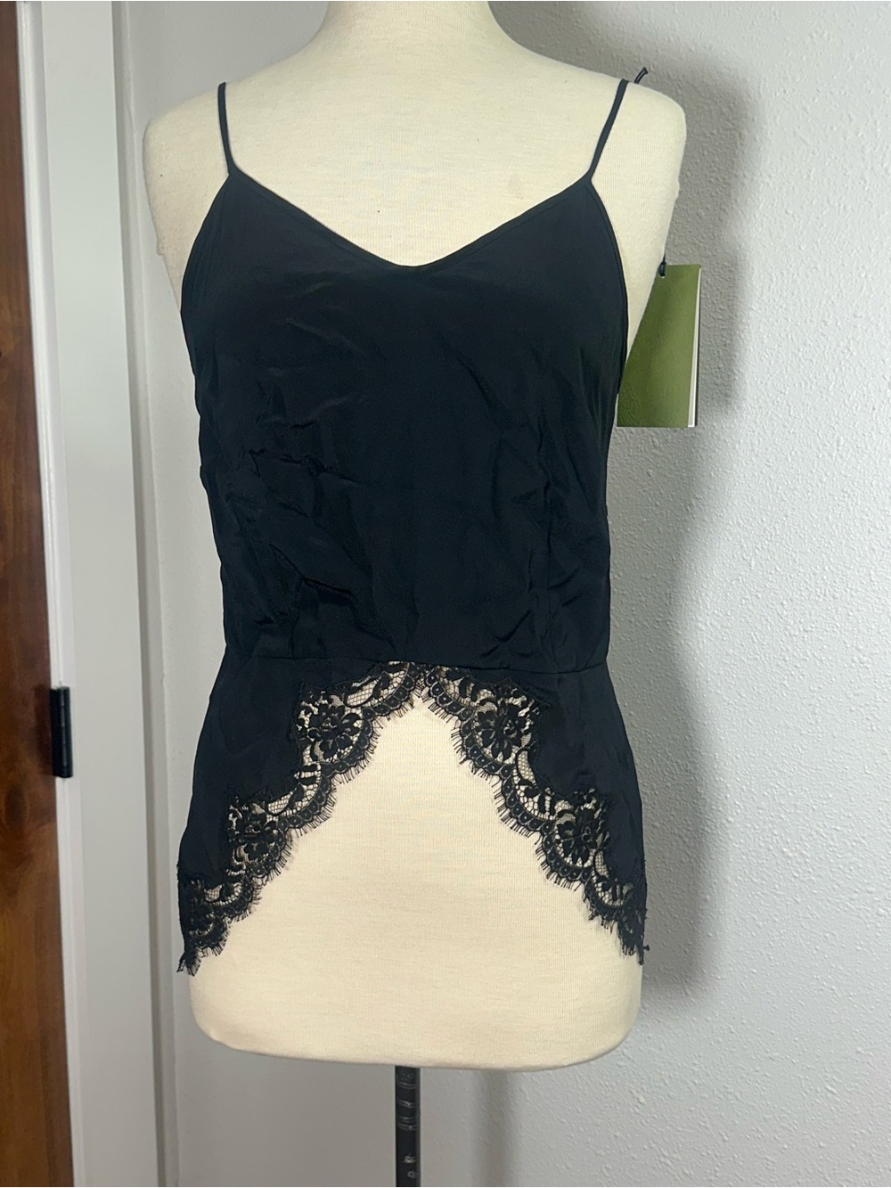 Gucci Black Lace-Trim Silk Camisole